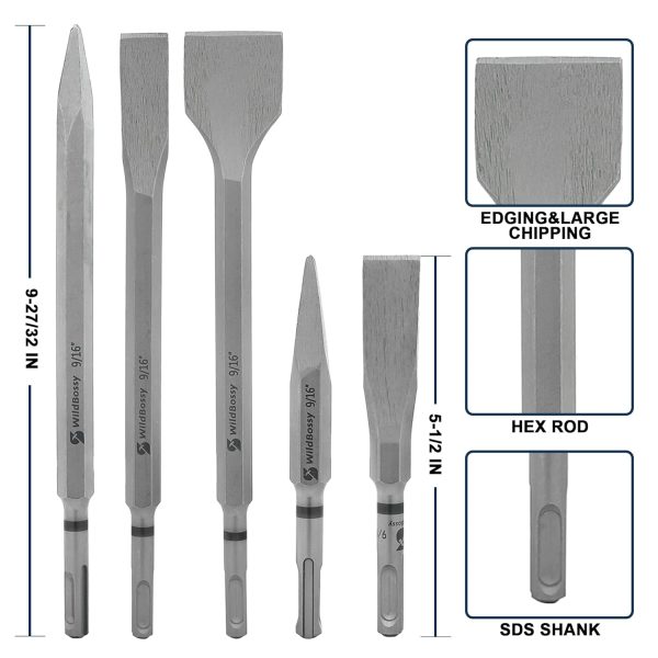 WildBossy SDS Plus Drill Bit Set Concrete Masonry Tools-3
