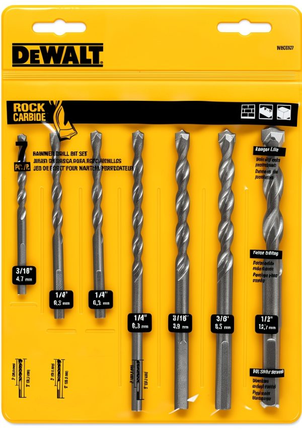DEWALT Masonry Drill Bit Set Carbide 4 Flute 7 Piece-0