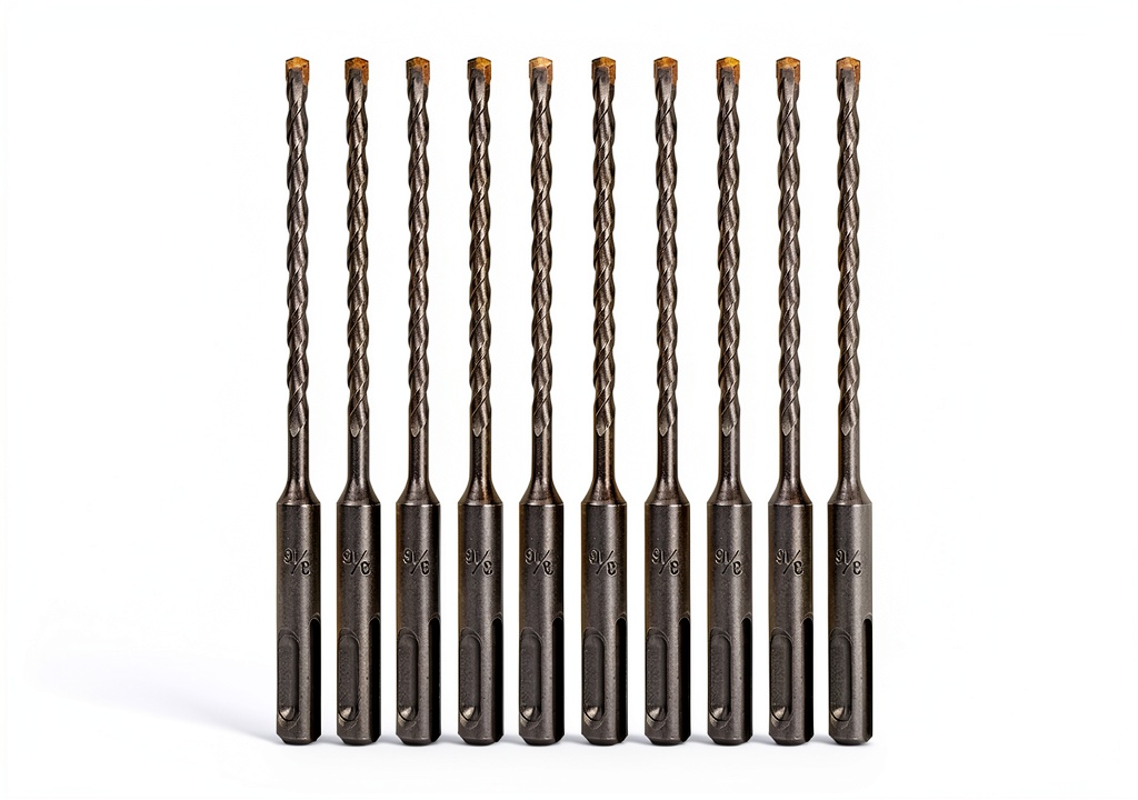 Installing Sabre Tools SDS Plus Drill Bits 10 Pack Masonry Concrete on a workbench