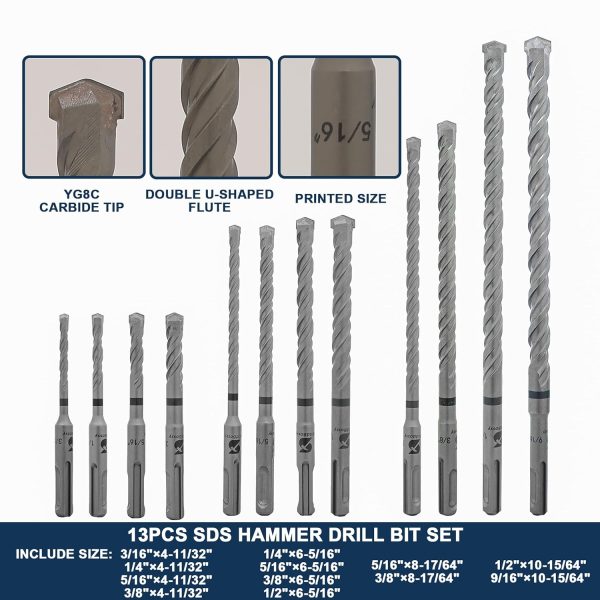 WildBossy SDS Plus Drill Bit Set Concrete Masonry Tools-1