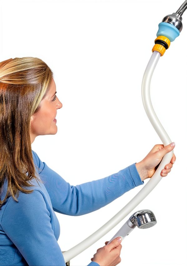 Zhongpu Reach Silicone Shower Hose 6ft White Faucet Spray Attachment-0