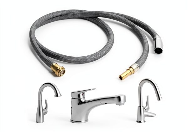 Awelife 59 Inch Kitchen Faucet Pull-Down Hose Gray NSF Certified TPV-2