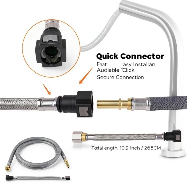Grandiance Pull-out Kitchen Faucet Hose 59in Gray with Quick Connector-3