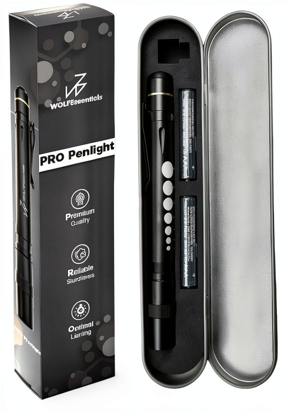 Pen Light WOLFEssentials Aluminum Pupil Gauge Pen Light Black 2.89 oz-0