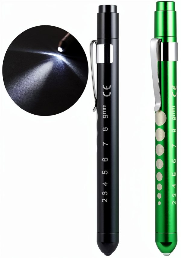 Pen Light 2 Pack Adjustable LED for Nurses Doctors Green Black 2‑9mm-1