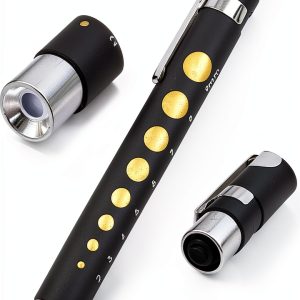 Nurse Penlight AAProTools LED Pen Light with Pupil Gauge Black Steel-0