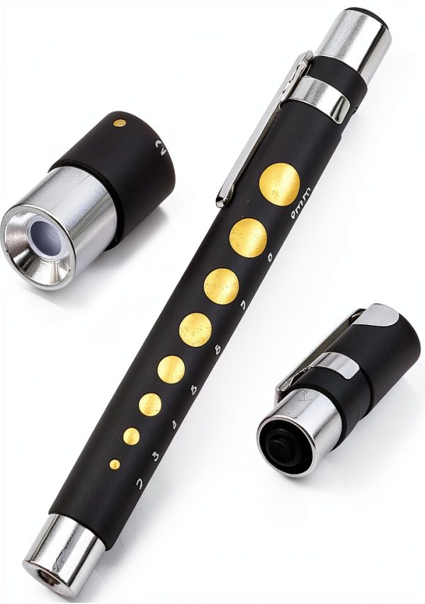 Nurse Penlight AAProTools LED Pen Light with Pupil Gauge Black Steel-0