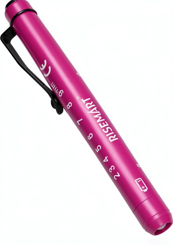 Pen Light RISEMART Medical Pen Light with Pupil Gauge and Ruler Pink-0