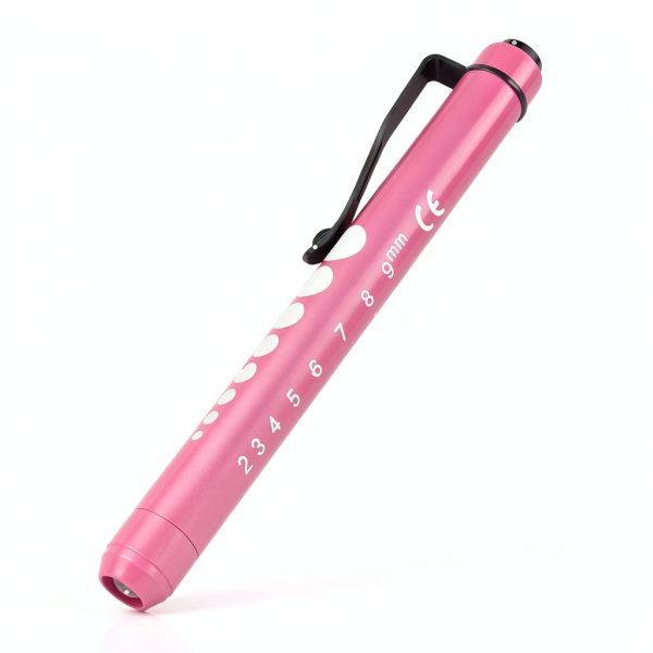 Pen Light RISEMART Medical Pen Light with Pupil Gauge and Ruler Pink-1