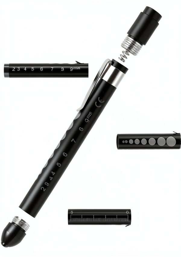 Pen Light 2 Pack Adjustable LED for Nurses Doctors Green Black 2‑9mm-2