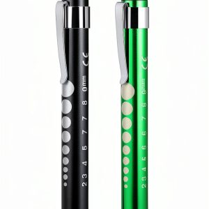 Pen Light 2 Pack Adjustable LED for Nurses Doctors Green Black 2‑9mm-0