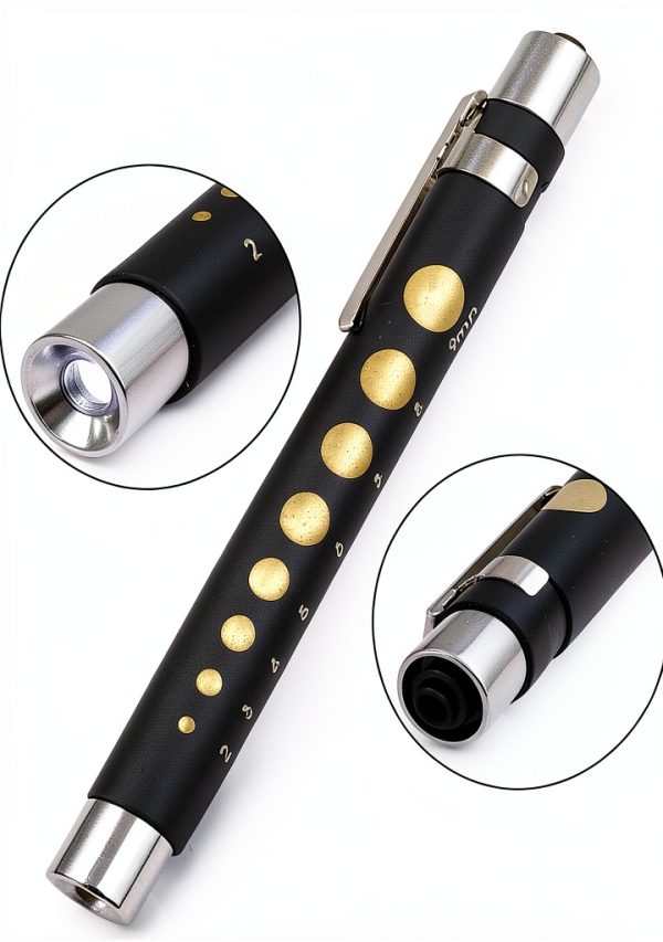 Nurse Penlight AAProTools LED Pen Light with Pupil Gauge Black Steel-1